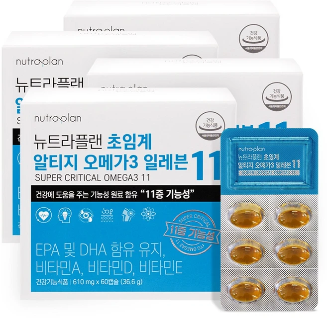 뉴트라플랜 초임계 알티지 오메가3 일레븐 36.6g, 60정, 4개 - 쿠팡