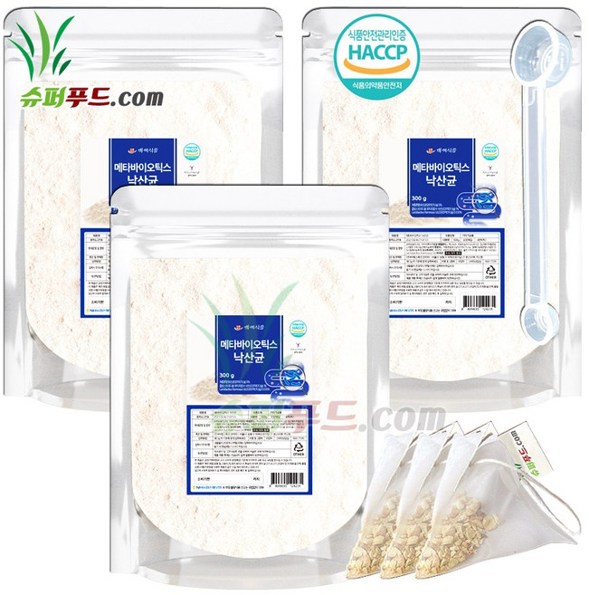 HACCP 식약처 인증 메타바이오틱스 낙산균함유 차세대 유산균 포스트바이오틱스 프락토올리고당 19종혼합유산균 빌베리 링곤베리 메타 바이오틱스 낙산균 분말 +슈퍼푸드.com연자육티백, 3세트, 301g