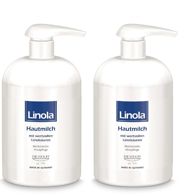 Linola 리놀라 스킨 밀크 바디 로션 500ml x 2 독일 내수용 극건성 민감성 피부용