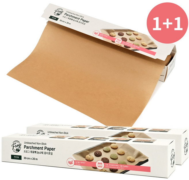 FROG 무표백 논스틱 종이호일(30cm x 20M) 오븐 전자렌지 사용가능 들러붙지 않는 종이 호일, 20m, 1개입, 2개