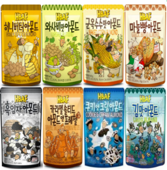 바프 아몬드 40g x 8종 세트, 1세트