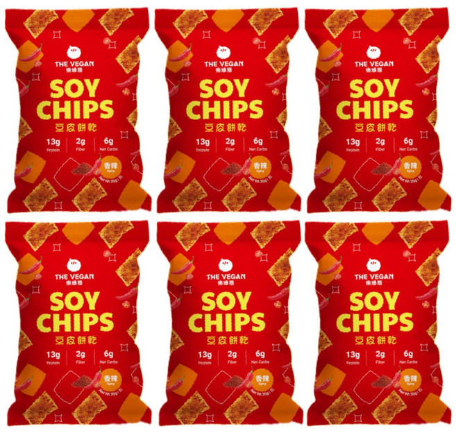 the vegan樂維根 豆皮餅乾 香辣口味 高蛋白質 低卡零食, 30g, 6個