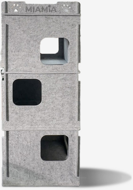 MIAMIA 올라 4층 펠트 고양이 숨숨집 터널 캣타워 대형, 마블 그레이, 1개