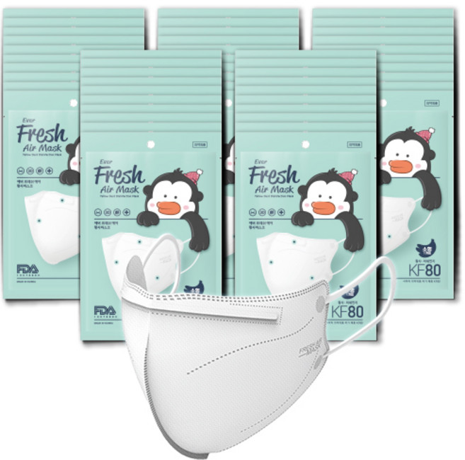 에버프레쉬 에어 새부리형 황사마스크 소형 KF80, 1개입, 50개, 화이트