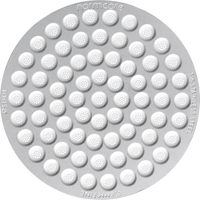 Normcore 51mm 퍽 스크린 0.8mm 두께 하부 샤워 포터필터 바구니용 재사용 가능한 금속 필터 316 스테인리스 스틸, 58.5mm X 0.2mm, Black