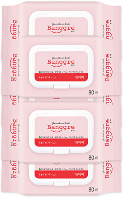 방그레 베이비 캡형 물티슈 80매 아기물티슈, 60g, 80개입, 5개