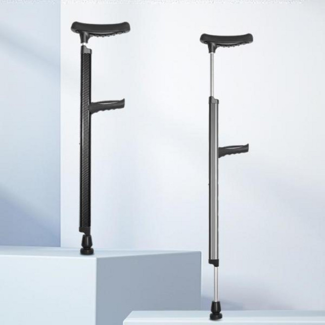 경량 겨드랑이 목발 높이조절 노인 지팡이 접이식 알루미늄 합금 미끄럼 방지, 1개