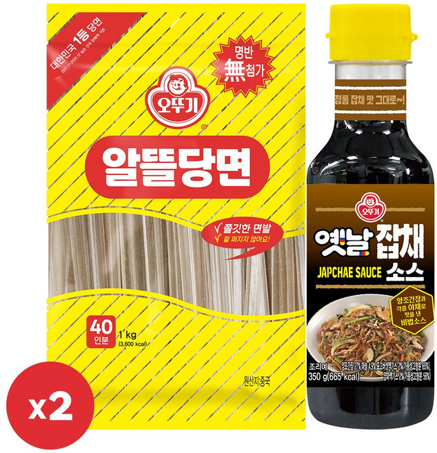 오뚜기 알뜰당면 1kg 2개+옛날잡채소스 350g 2개(총 4개), 1세트, 350ml
