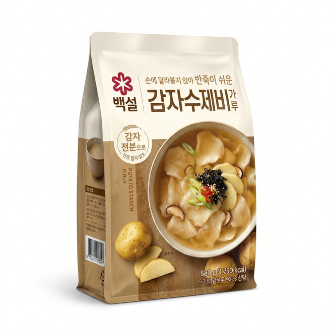 CJ제일제당백설 감자 수제비 가루 500g x2개+우리밀부침가루 500g x2개, 없음, 2개