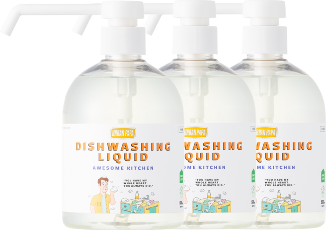 어반파파 어썸키친 주방세제 EWG그린등급 3통, 500ml, 3개