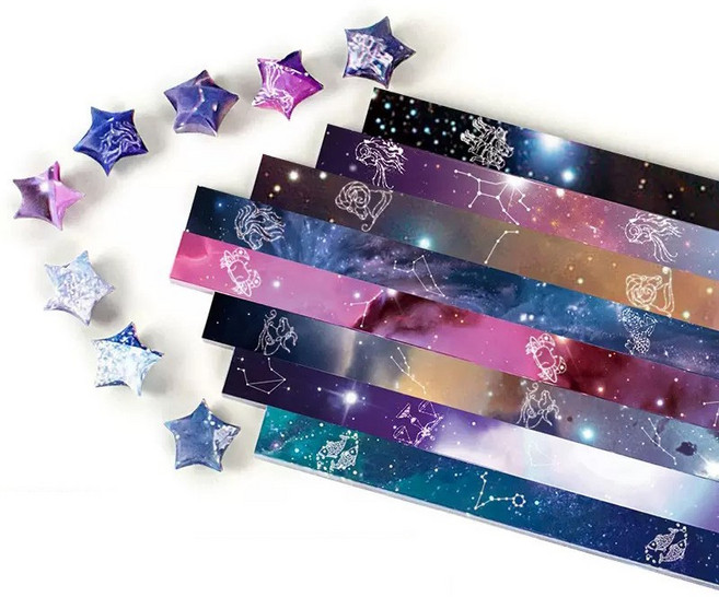 쿠키식스 패턴 별접이 띠종이 별접기 색종이, 2160매입, 별자리8색