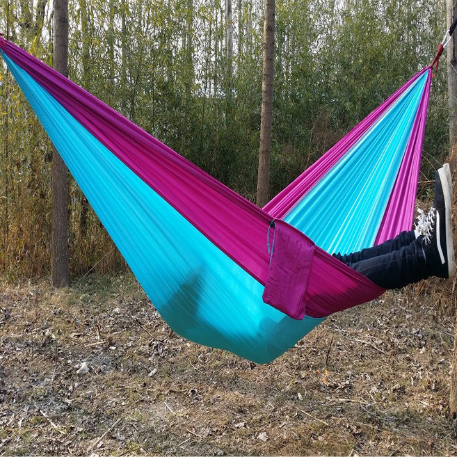 복나이트 해먹 야외 해먹 그네 캠핑해먹 가정용해먹 해먹거치대 모기장 그물침대, 270*140cm, 하늘색과 연보라색