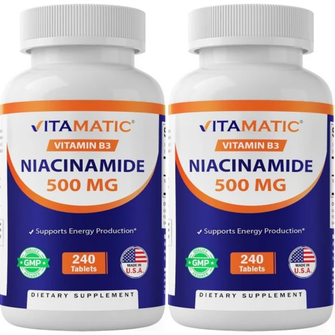 Vitamatic Niacinamide 500 mg 240 Tablets - Flush Free Vitamin B3 - Supports Energy Production-2 Pa - 쿠팡