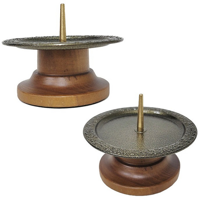 가톨릭천주교성물 분채원목촛대 골드, 1개