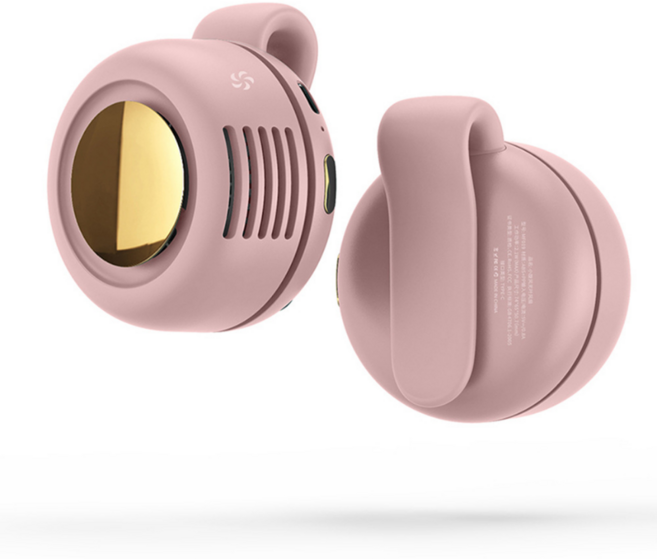 MF019 미니 회 바람 휴대용 스냅온 충전 선풍기 허리 클립 3 단 핸즈프리, 3) 분홍색