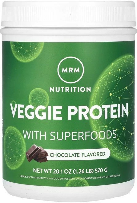 MRM Nutrition Veggie Protein with Superfoods Chocolate 1.26 lb 570 g, 571 g, 570g, 1개 - 쿠팡