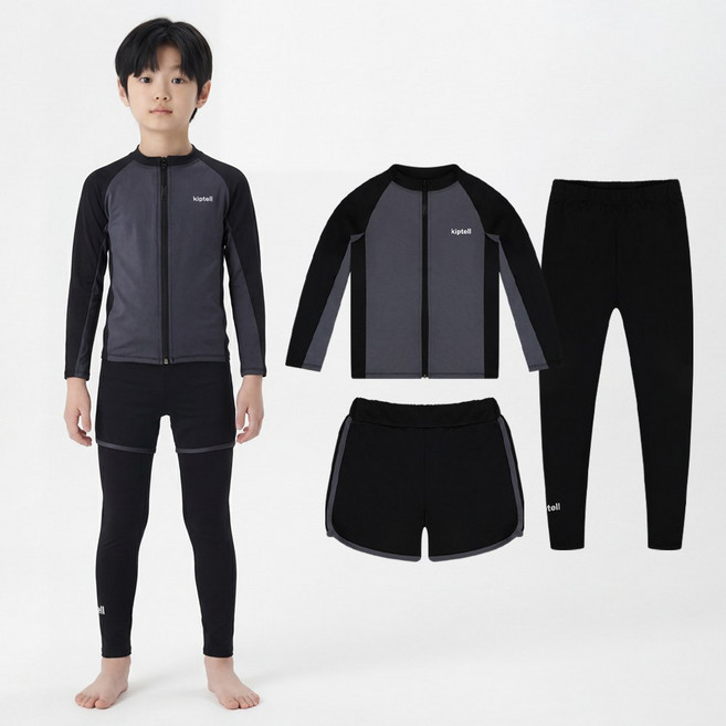 알앤엘 유아 아동 집업 래쉬가드 세트 남아용 여아용 3피스 수영복