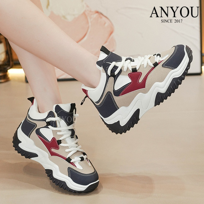 여성 하이탑 어글리슈즈 키높이 두꺼운 밑창 운동화 러닝화 캐주얼 패션 스니커즈