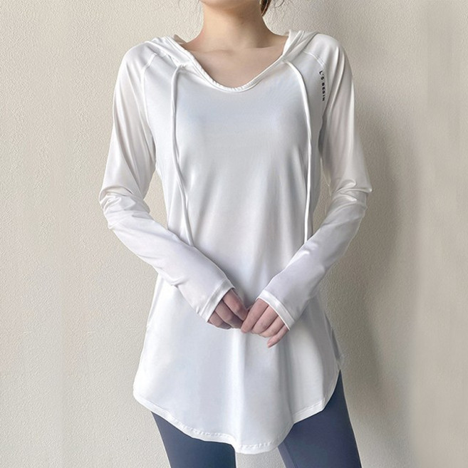 후디 여성 롱티 요가복 필라테스 헬스 러닝 편한 운동복 Y존 힙커버 빅사이즈