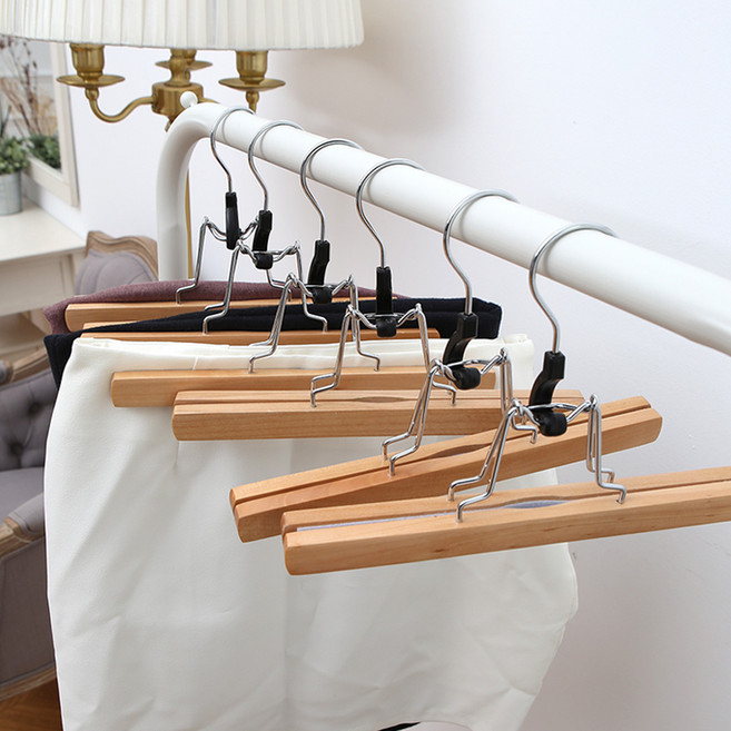 로이코 프리미엄 튼튼한 고리회전 자국방지 원목 치마바지걸이, 40개, 네추럴