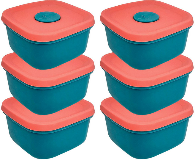 국산 실리콘밥팩 냉동밥보관용기 전자레인지 밀폐 소분용기 300ml, 6개, 피콕