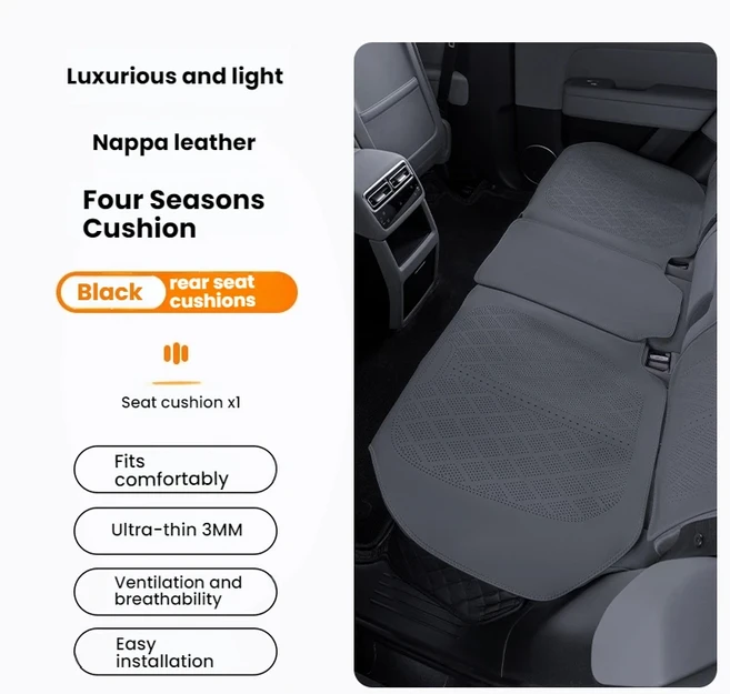 랜드로버 디펜더110 90 130용 자동차 실내용품 시트 쿠션 통기성 사계절 방수 내마모성, 01 PU, 01 Four seasons, 04 Black 1PC