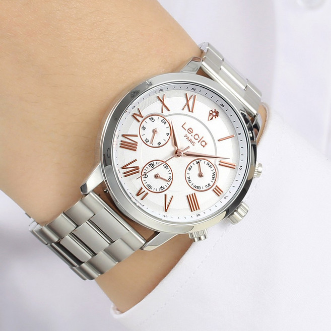 르끌라 포르트 멀티 다이아몬드 남자 남성 메탈 손목 가죽 시계 쿼츠 42mm