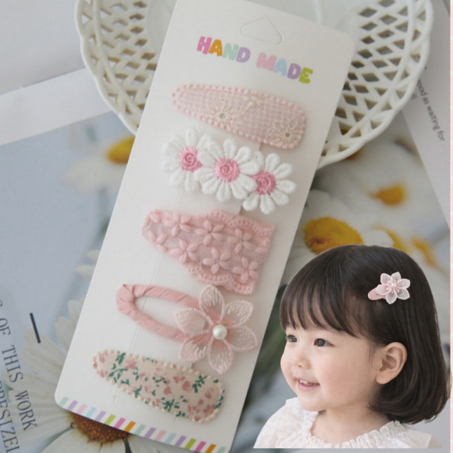 HANDMADE 패브릭 플라워 유아 헤어핀 세트 (5종)