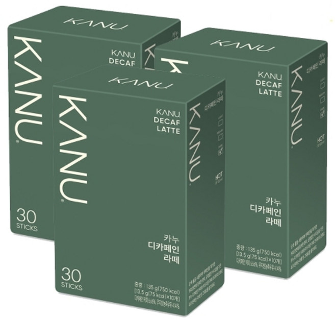 맥심 카누 디카페인라떼 30T x 3개, 12g, 30개입, 4개