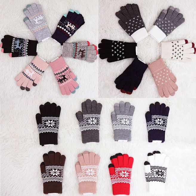 유아 아동 어린이 니트 울 기모 이중 안감 성인 여성 남성 터치 장갑