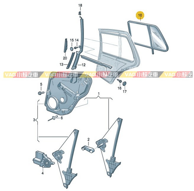 VAG小賴汽車 Golf 4 後門車窗玻璃膠條外水切, 1個