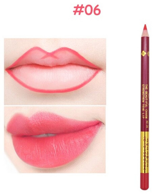 립글로즈 립틴트 립밤 립라이너 잘 지워지지 않는 착색 타투 립스틱 틴트 1pc 방수 매트 립 라인 펜 입술 아이 라이너 블러쉬 메이크업 롱래스팅 문신 스케치 염료 라이너 연필, 06, 1개