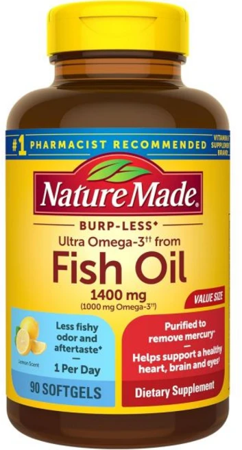 네이처메이드 울트라 오메가3 피쉬오일 1400mg 90정 건강한 심장 뇌, 1개 - 쿠팡