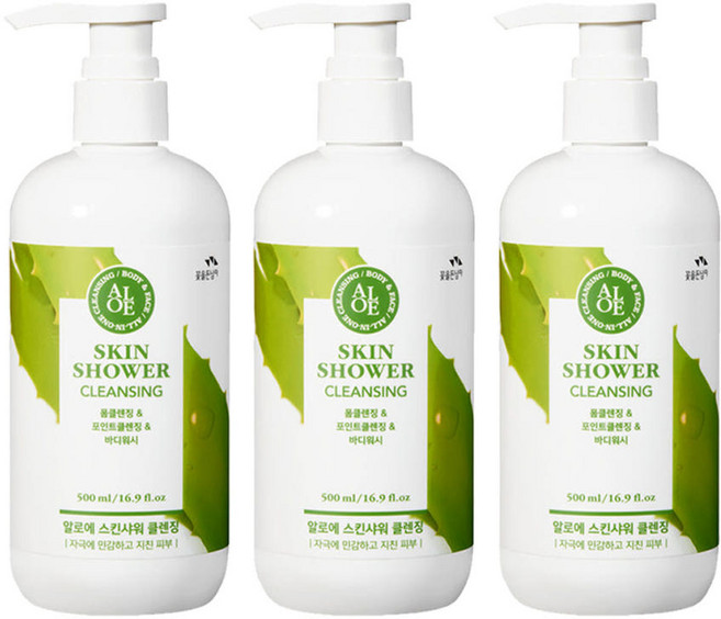 꽃을든남자 알로에 스킨샤워 클렌징, 500ml, 3개