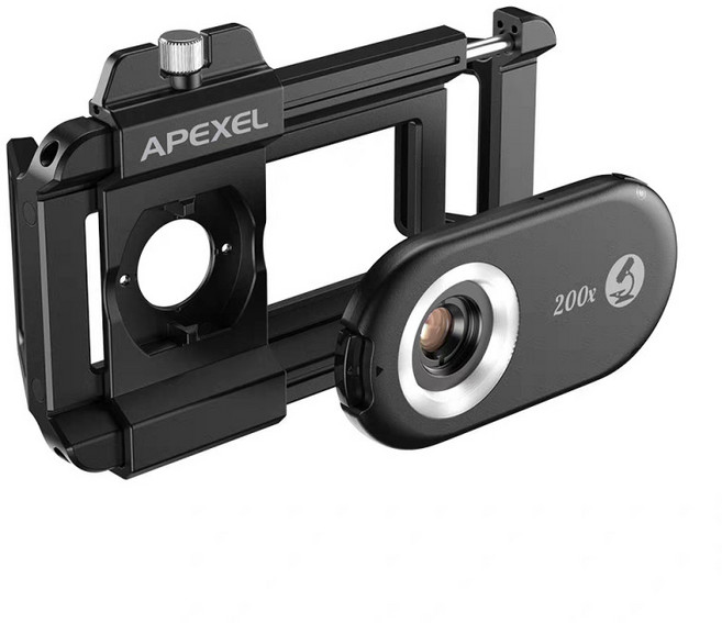 휴대폰용 100배 접사 렌즈 전문가급 스마트폰 카메라 확대 촬영 광각 촬영용, 1개, 1_삼색 램프 휴대폰 현미경 100X