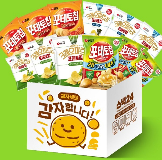 [스낵24] 농심 포테토칩 감자합니다 감자과자세트 12p, 1개