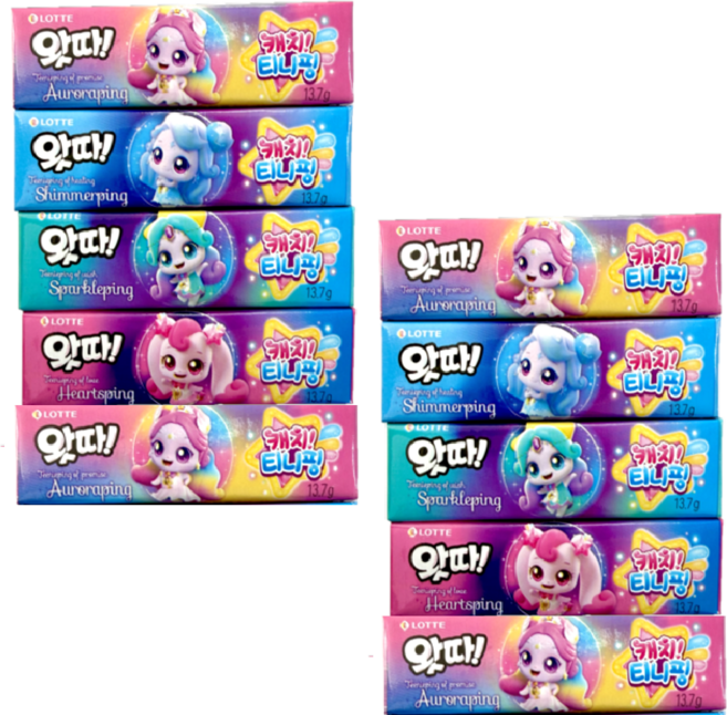 롯데웰푸드 풍선껌 왓따 캐치 티니핑, 10개, 13.7g