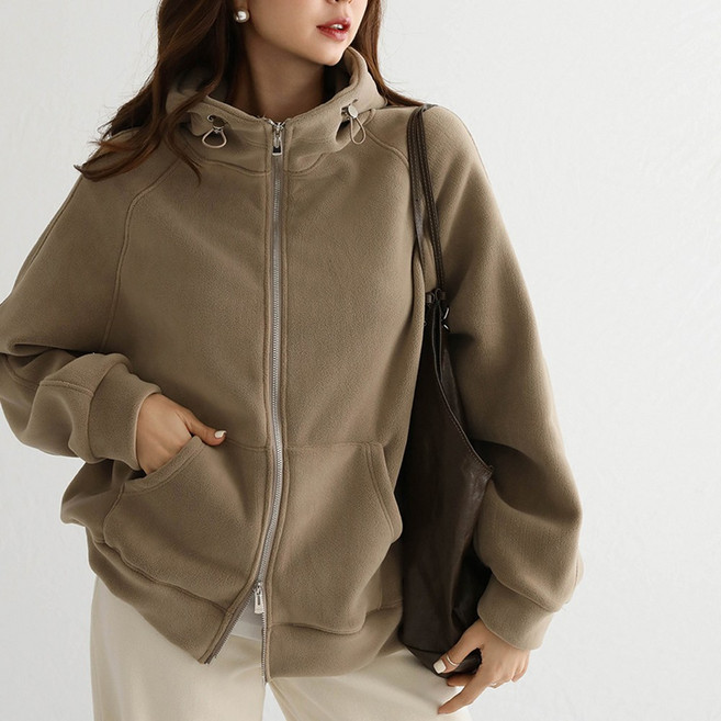 후드 스트링 플리스 투웨이 집업 #66507