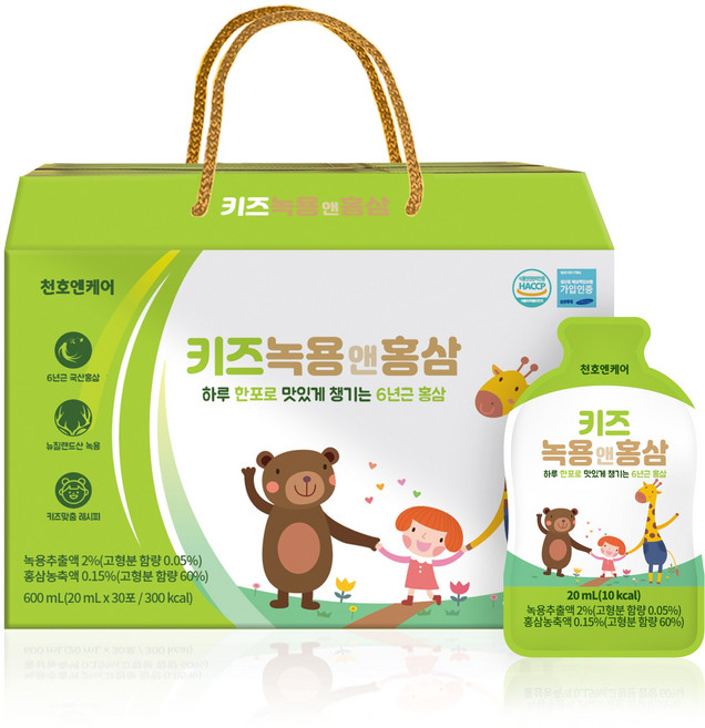 천호엔케어 어린이 유아 키즈 녹용 홍삼 30포, 어린이 녹용홍삼, 600ml, 1개