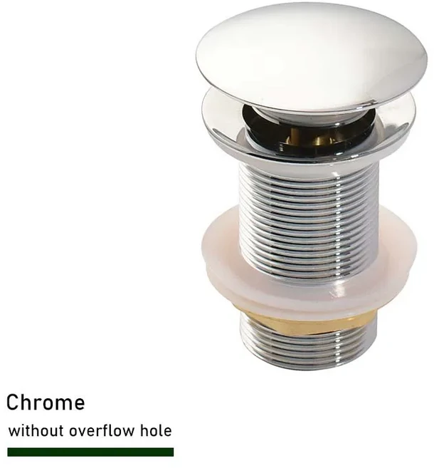 욕실 싱크 푸시다운 팝업 배수구 브러 골드 매트 블랙 화이트 로즈 골드 골드 크롬 세면기 액세서리, shi chrome no hole