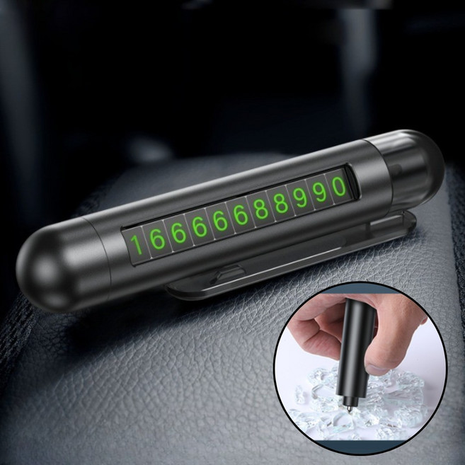 라온투유 시크릿 자동차 주차번호판 탈출망치 3in1, 블랙, 1개