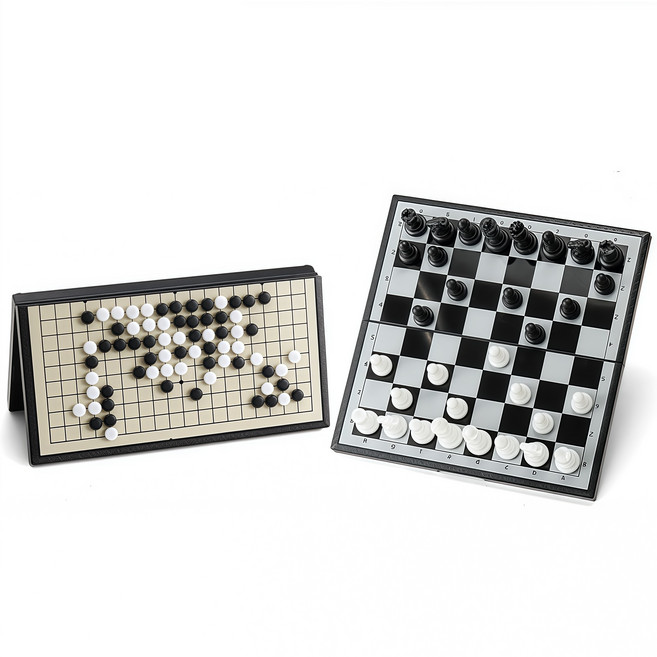 YONIVI 휴대용 접이식 자석 바둑 + 체스 세트, 1세트