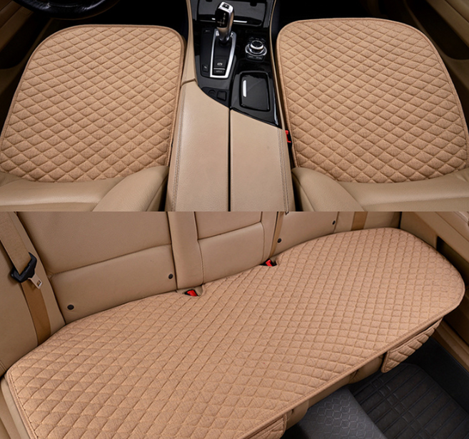 고고스 자동차 방석 친환경 마소재 사계절용 마티즈 스파크 모닝 레이 스마트 포투 경차전용, 1개, 베이지(세트-앞좌석2뒷좌석1)