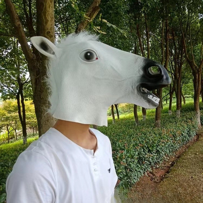 말 가면 동물 할로윈 파티 얼굴 마스크 탈, 화이트