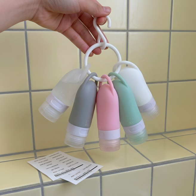 딜라이트홈 새지않는 여행용 실리콘 샴푸용기 화장품용기 공병세트60ml 5개, 단일