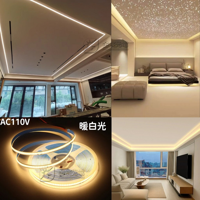 仟尚電商 防水 110V COB燈條 實心包膠 無需變壓器, 1件, １１０Ｖ免驅動ＣＯＢ包膠防水燈條 (暖白光), 寬度10mm ,長 100公分 / 單頭電線10公分
