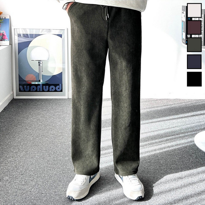 놈시크 29-38 도톰한 겨울 기모 남자 골덴 바지 코듀로이 와이드 밴딩 팬츠