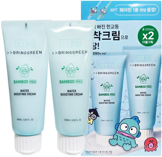 브링그린 대나무히알루수분부스팅크림 100mL 더블기획(+헤어핀), 100g, 2개 - 쿠팡