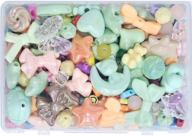 [루앤블리] 알찬 비즈 세트 부자재 대용량 파츠 볼꾸 볼펜꾸미기 팔찌 핸드폰 스트랩 키링 만들기 DIY 공예 재료 200g, 1개, 봄이(웜)