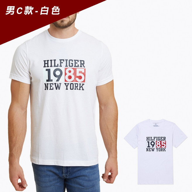 TOMMY Logo文字圖案短袖T恤 多色選, 男C款-白色,M, 男C款-白色